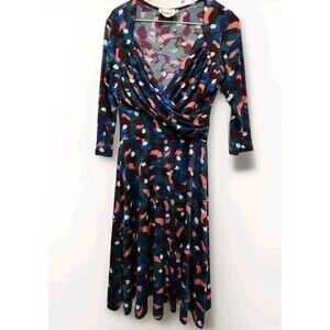 Leota Women's Dress Size Small Made In USA Fun Design Colorful V-Neck